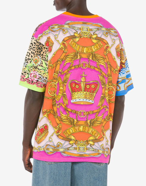 MOSCHINO Scarf Print Jersey T-Shirt Mens Apparel